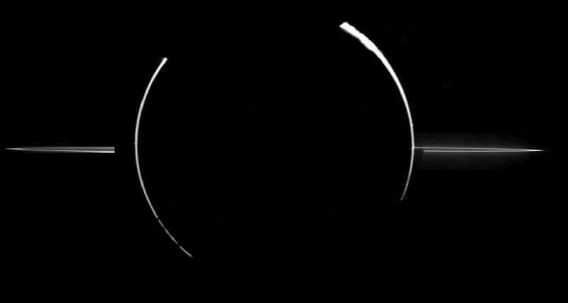 Un eclipse solar creado por Júpiter, en el que los anillos son visibles gracias al reflejo de la luz. Imagen: NASA/JPL.